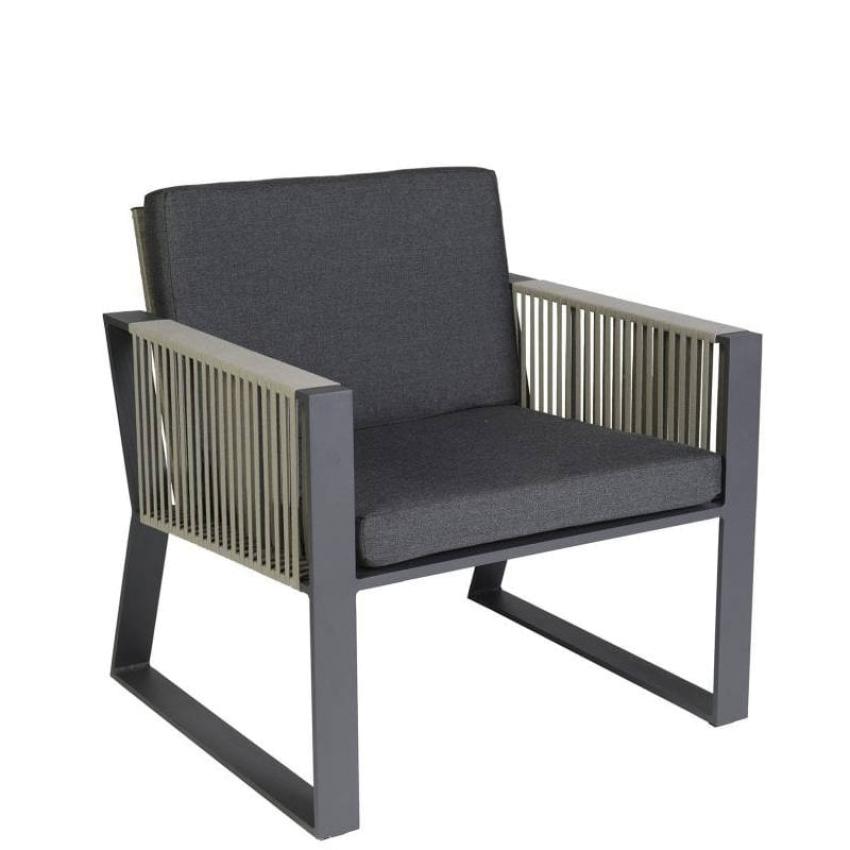 MODENA • Outdoor Loungesessel / Loungechair • Gestell Anthrazit • Gurtbespannung in Taupe • BOREK MODENA • Outdoor Loungesessel / Loungechair • Gestell Anthrazit • Gurtbespannung in Taupe • BOREK 58428