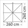 MAY Ampelschirm MEZZO quadratisch 2,6×2,6m 4m-4262 MAY Ampelschirm MEZZO quadratisch 2,6×2,6m 4m